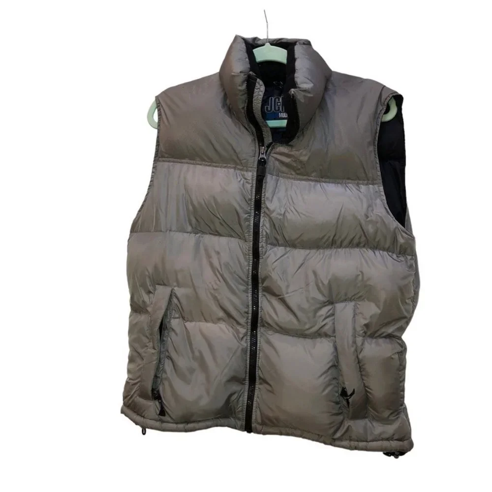 J. Crew Multiglisse JCMG gray thick down feather puffer vest S